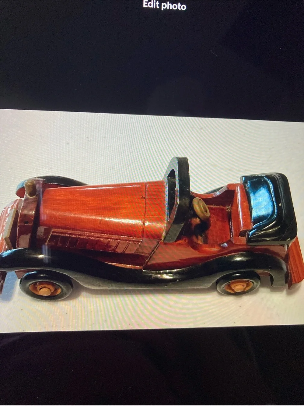 Vintage-Style Wooden Toy Classic Car Two- Seater Convertible